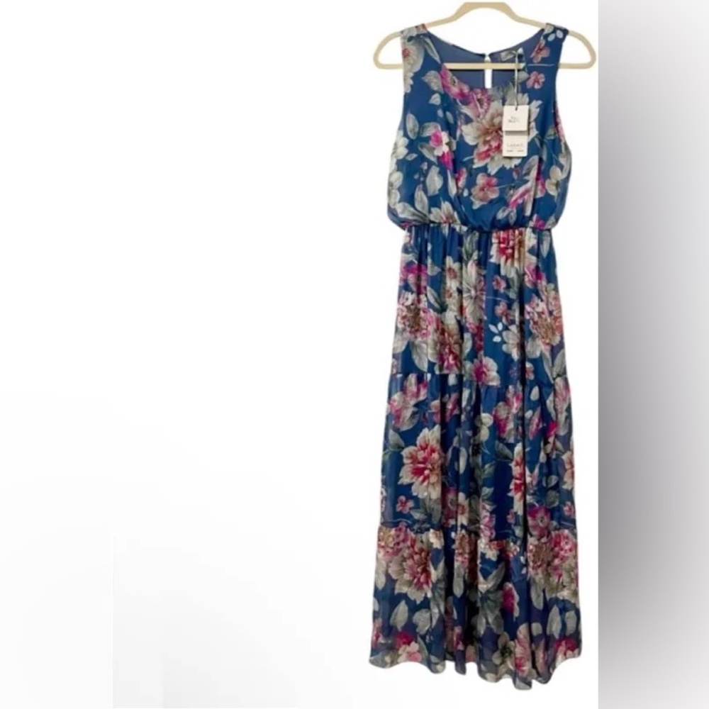 Lara G Floral Maxi Dress in Blue and Pink
